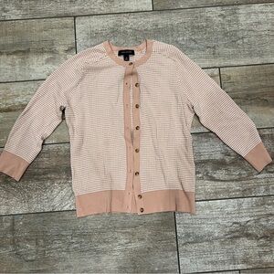 Ann Taylor | Light Pink and White Button-Up Cardigan